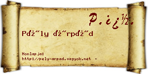 Pély Árpád névjegykártya